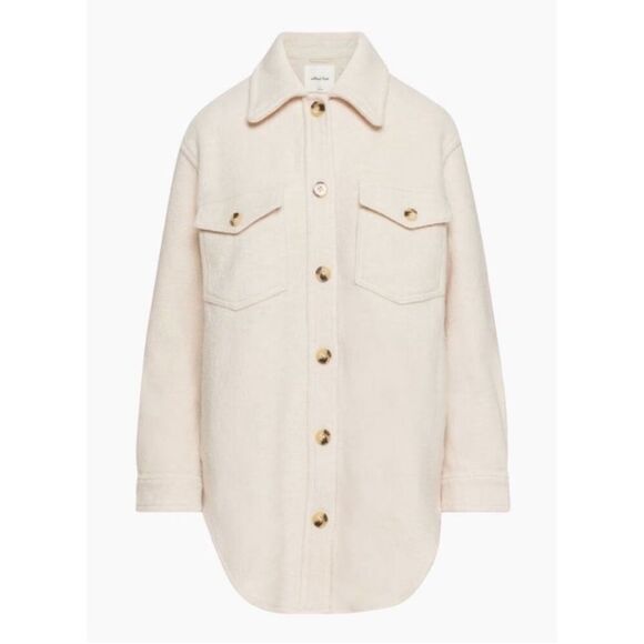 Wilfred Free The Ganna Shirt Jacket Cream Button Closure Pockets Shacket Modern - Picture 5 of 16